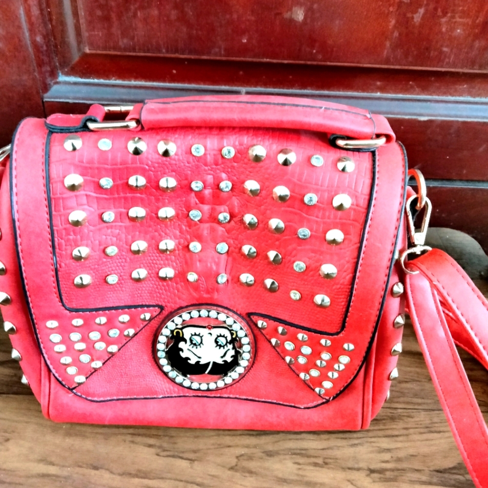 Betty boop purse Faux Leather,Red, and Gold